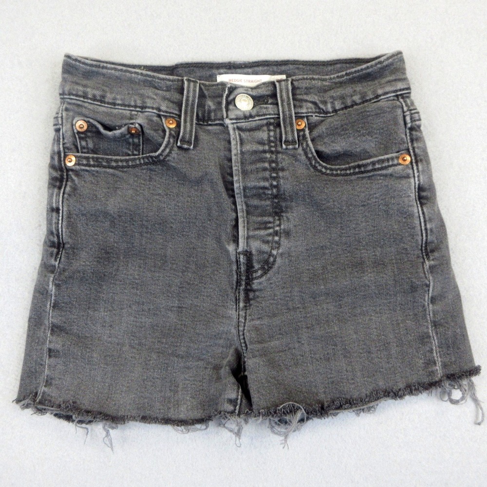 Levi's Shorts Women 25 (Actual 24) Gray Wedgie Straight Cut Off Button Fly